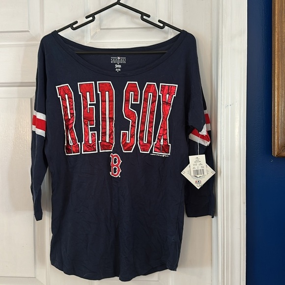 NWT Campus Lifestyle Baseball Boston Red Sox Navy Blue Long Sleeve Shirt Size M - Picture 2 of 8